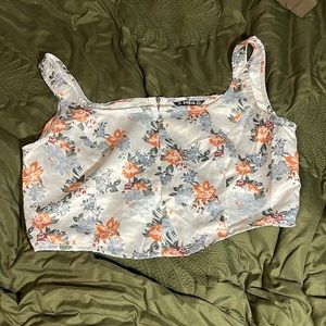 satin floral corset style tank